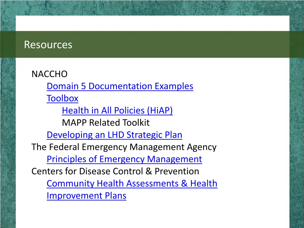 resources