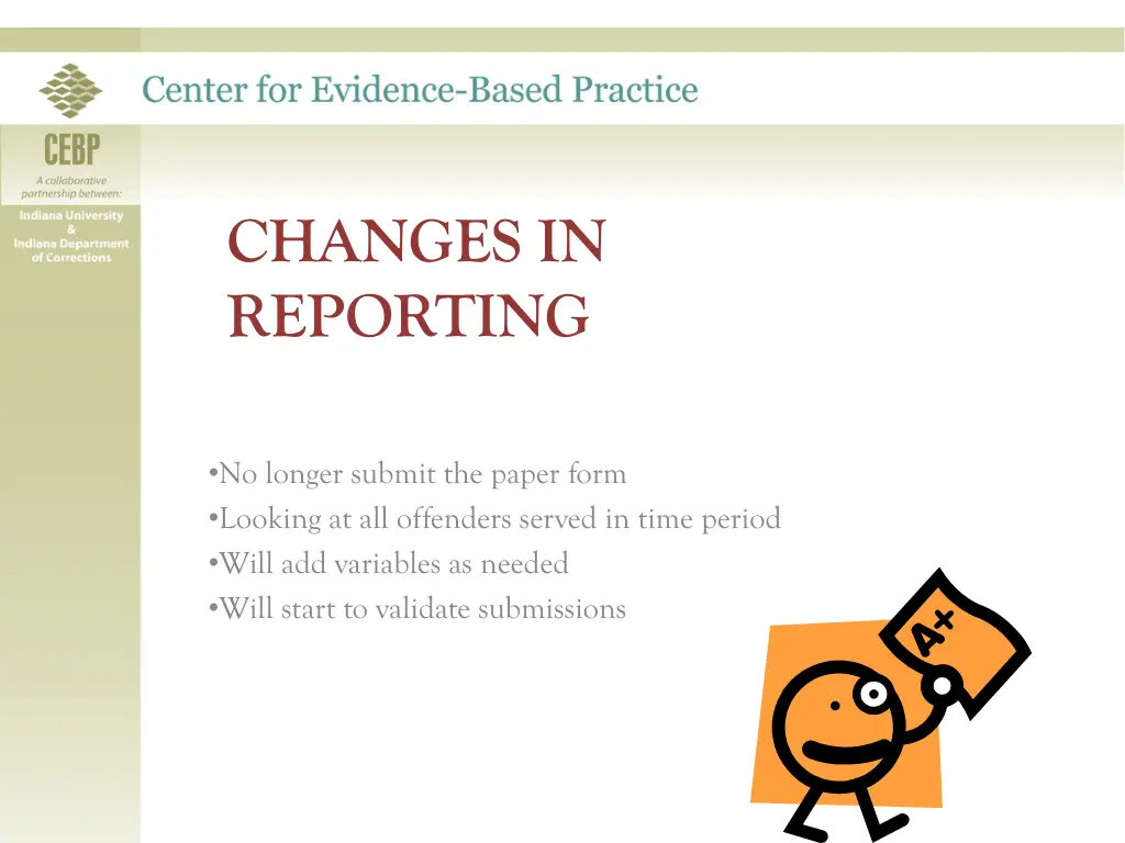 changes in reporting