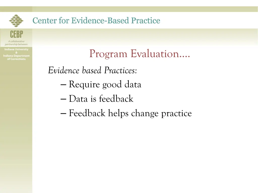 program evaluation evidence based practices
