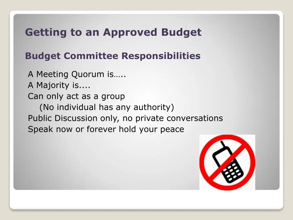 getting to an approved budget 1