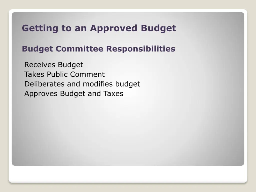 getting to an approved budget