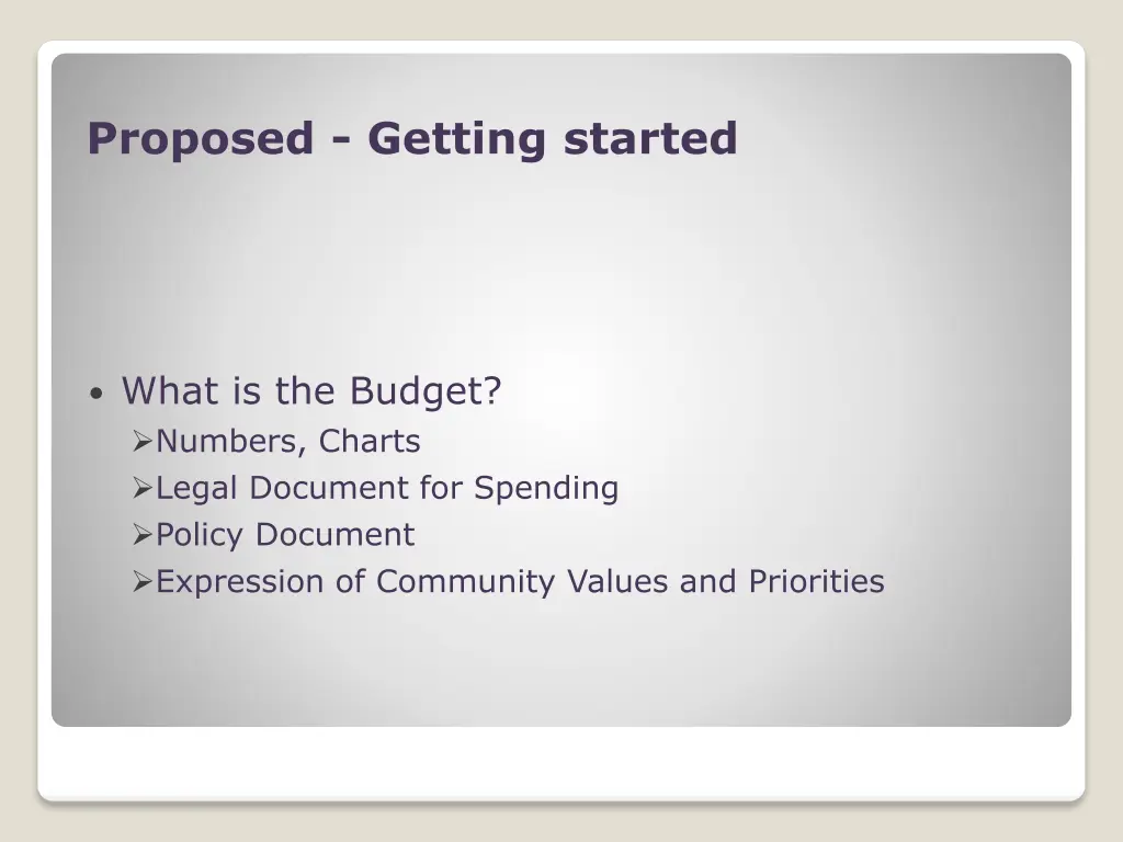 proposed getting started
