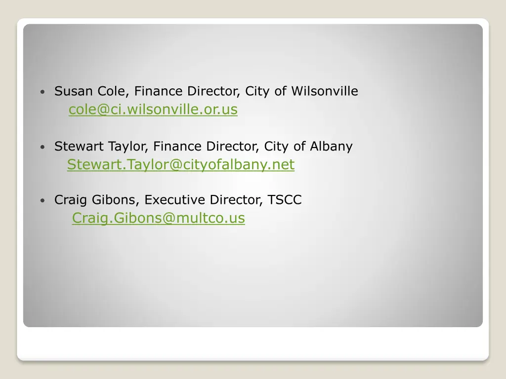 susan cole finance director city of wilsonville