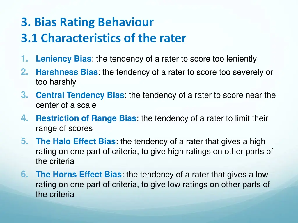 3 bias rating behaviour 3 1 characteristics