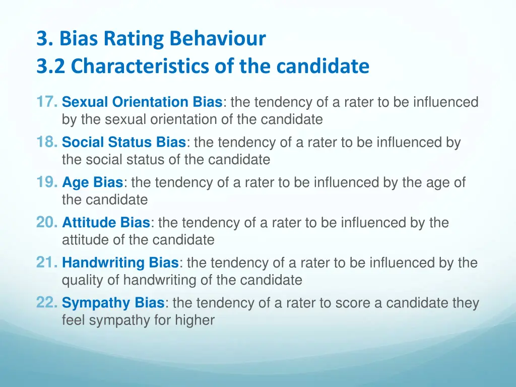 3 bias rating behaviour 3 2 characteristics 1