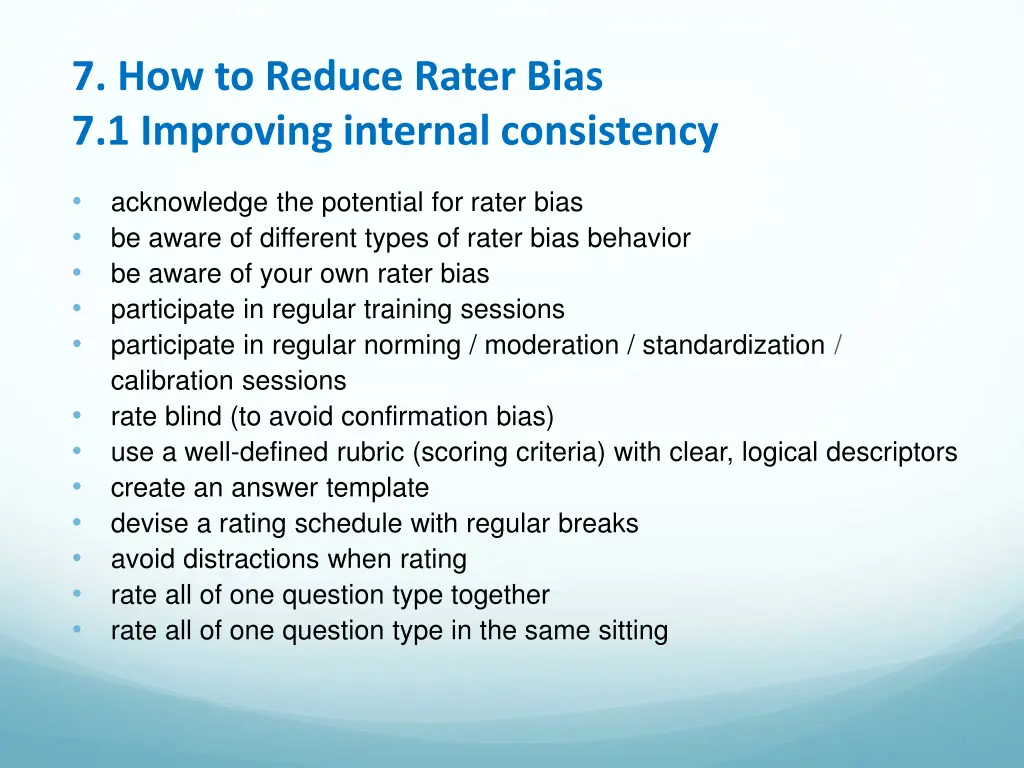 7 how to reduce rater bias 7 1 improving internal