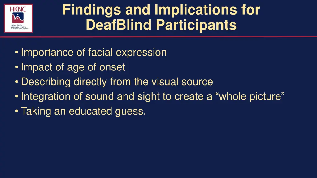 findings and implications for deafblind