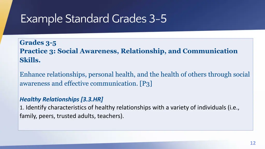 example standard grades 3 5