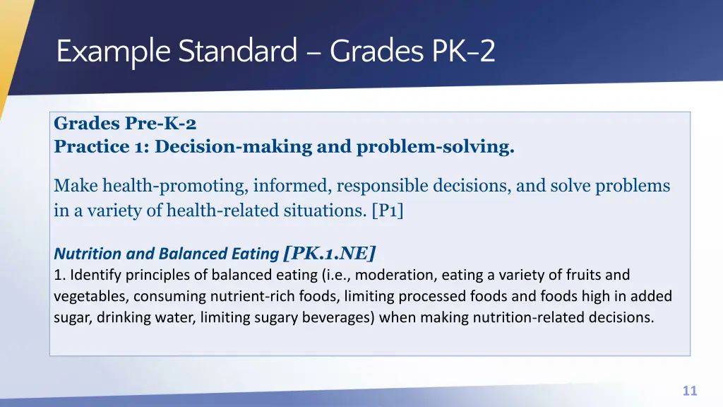 example standard grades pk 2