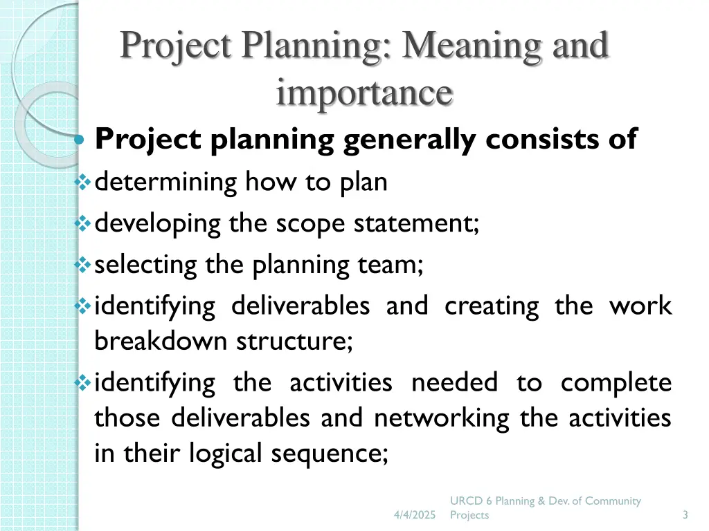project planning meaning and importance project