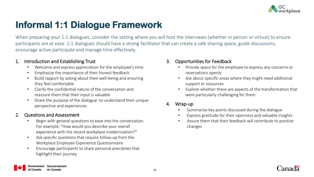 informal 1 1 dialogue framework informal