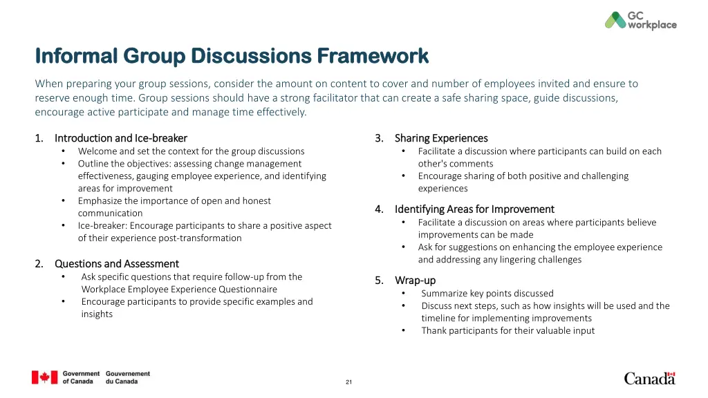 informal group discussions framework informal