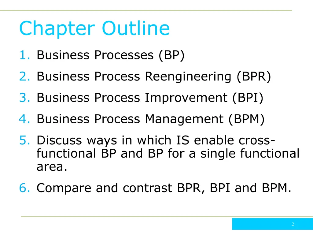 chapter outline