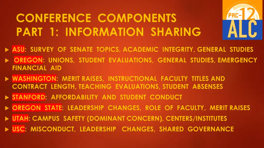 conference components part 1 information sharing