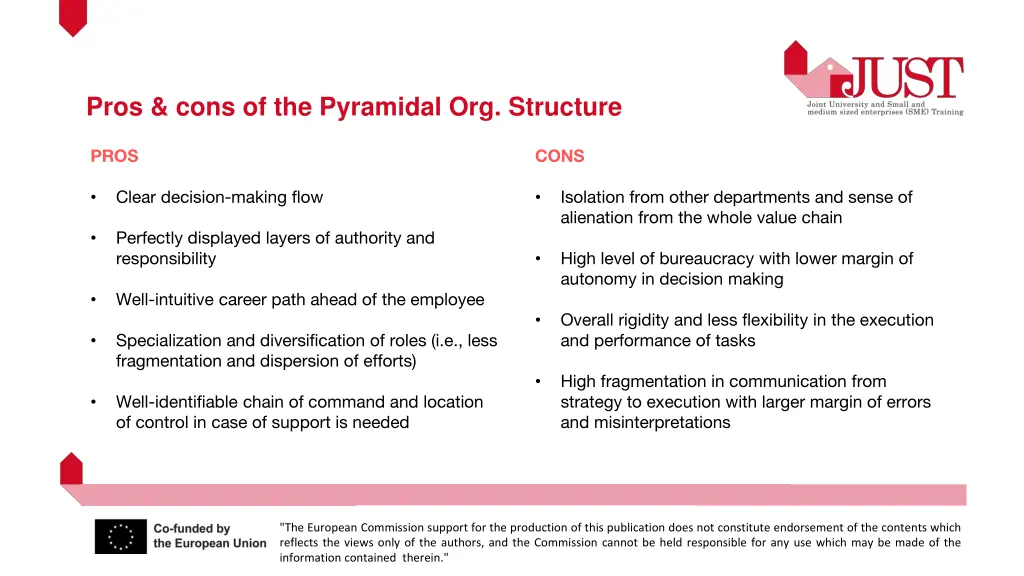 pros cons of the pyramidal org structure