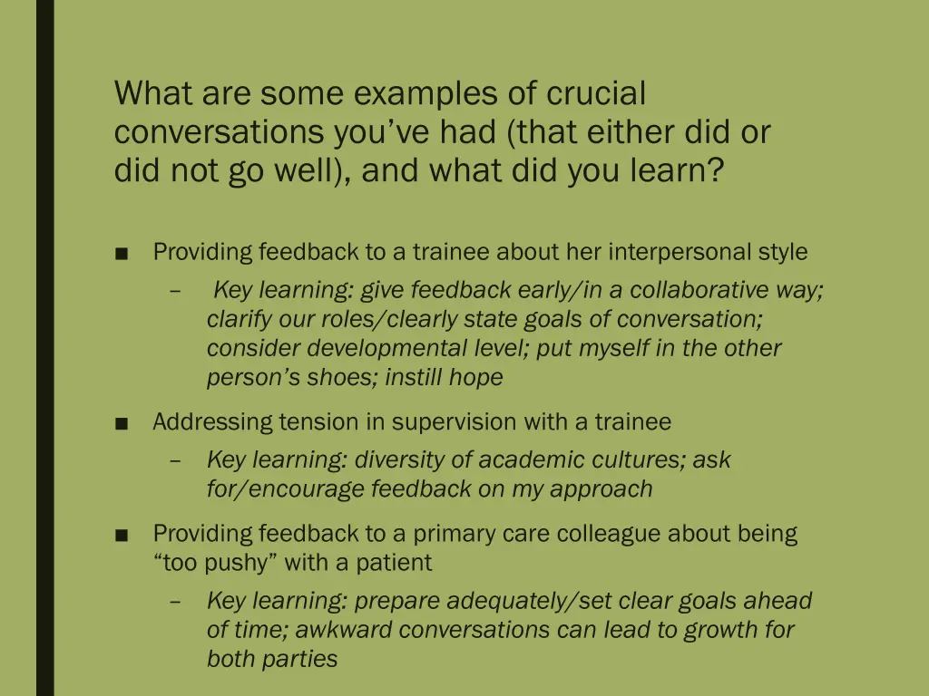 what are some examples of crucial conversations 2