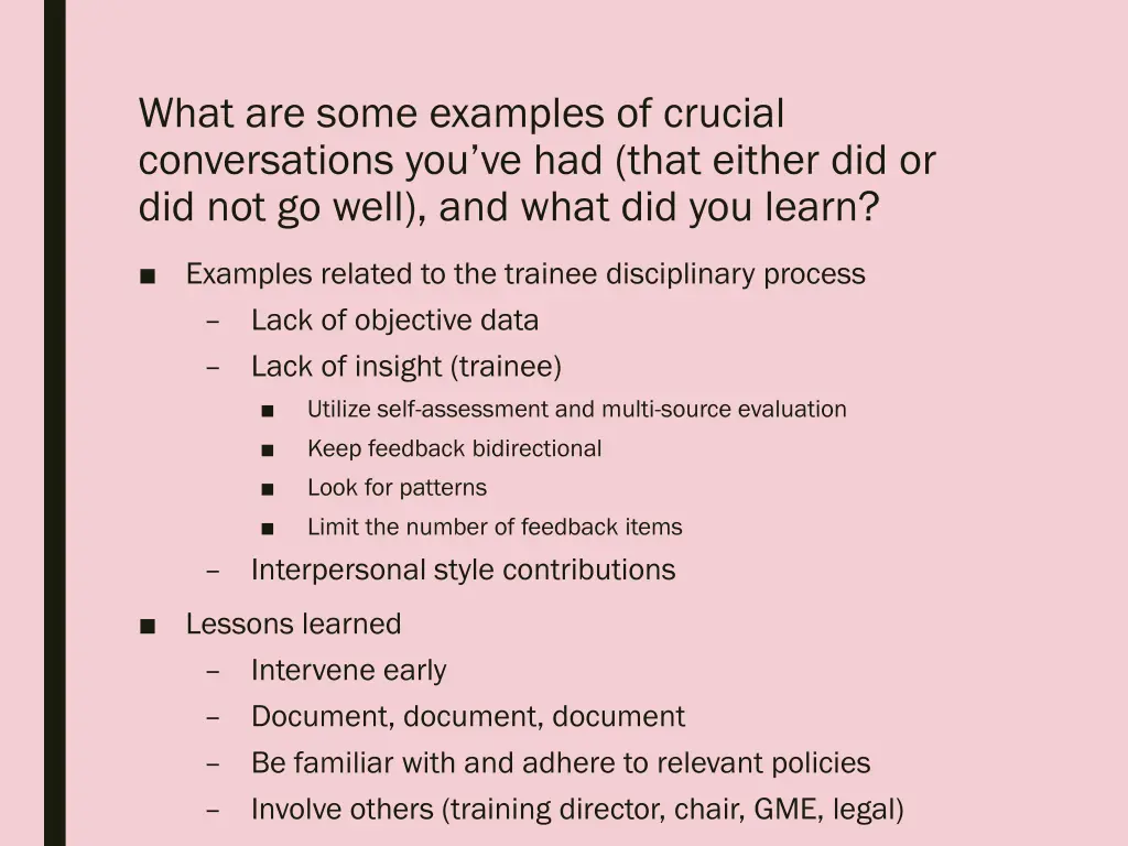 what are some examples of crucial conversations