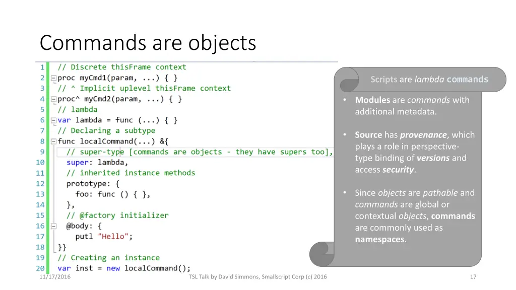 commands are objects