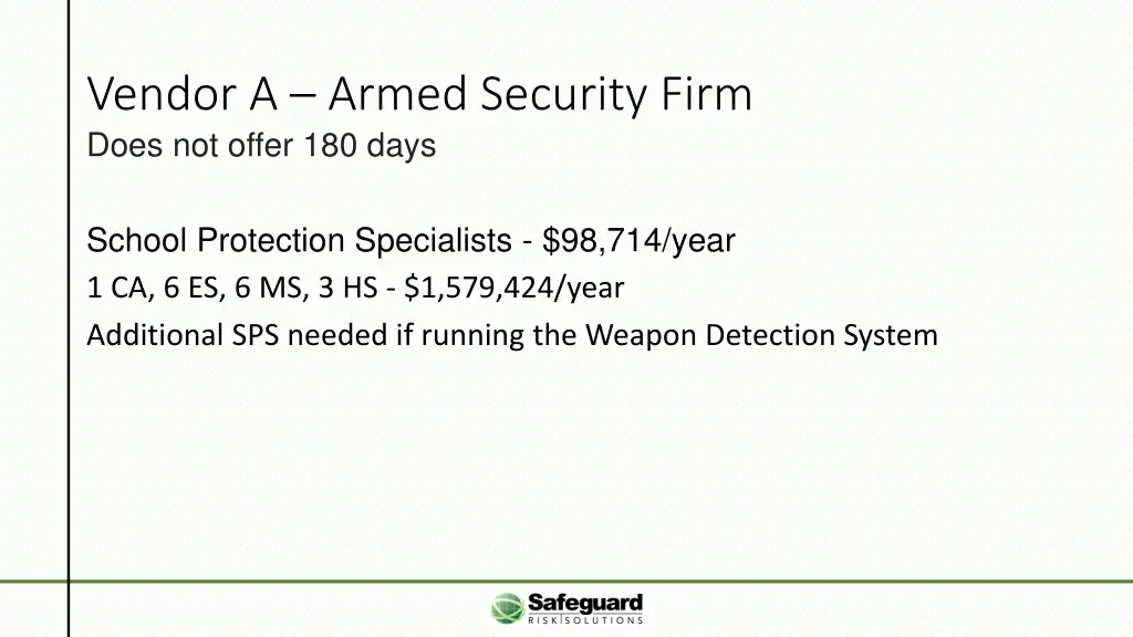vendor a armed security firm does not offer