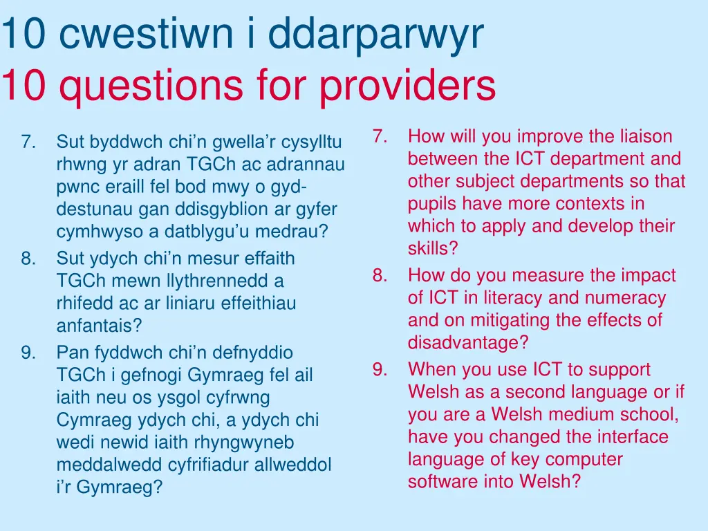 10 cwestiwn i ddarparwyr 10 questions 2