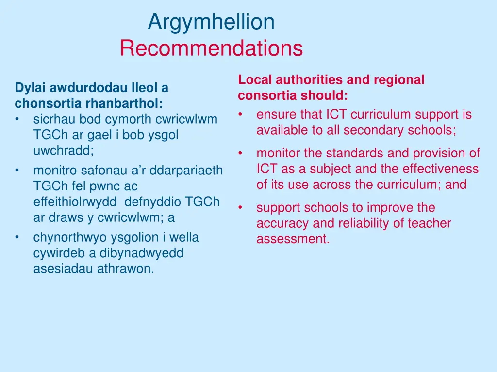 argymhellion recommendations