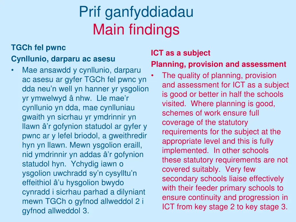 prif ganfyddiadau main findings 4