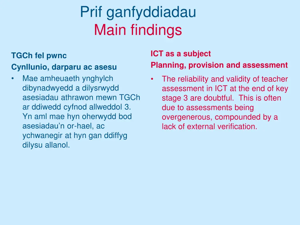 prif ganfyddiadau main findings 6