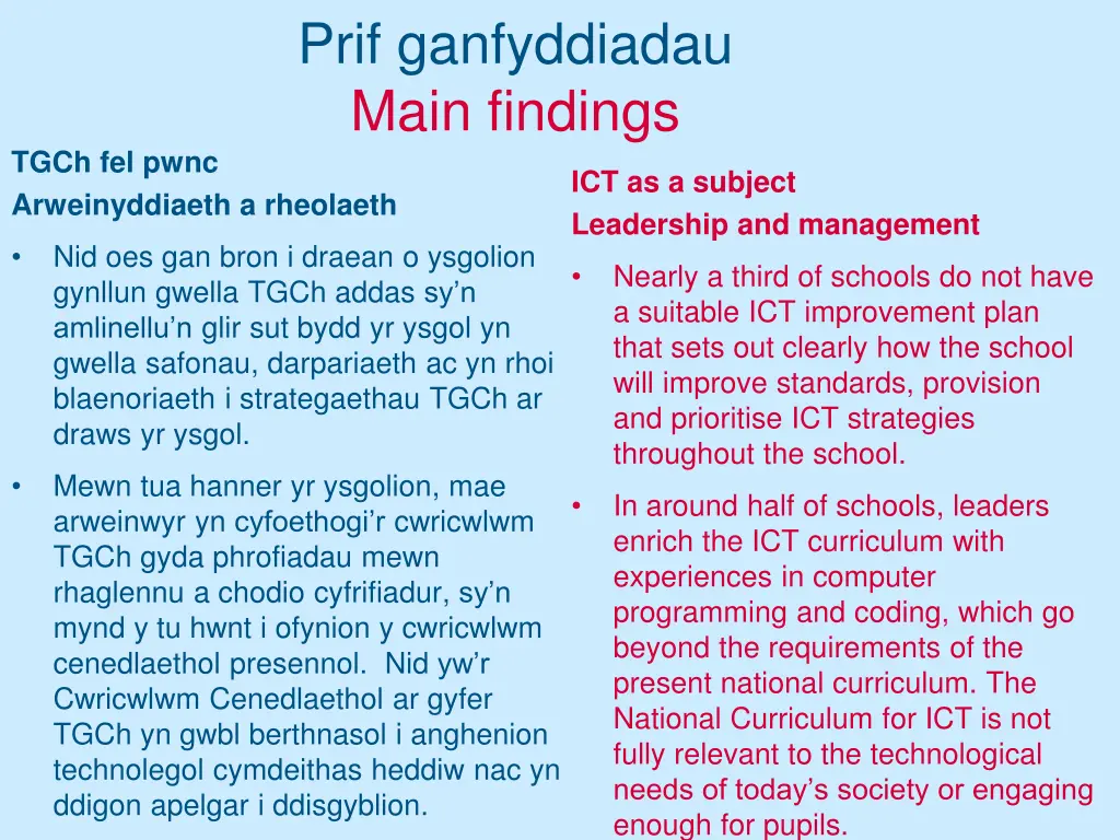 prif ganfyddiadau main findings 8