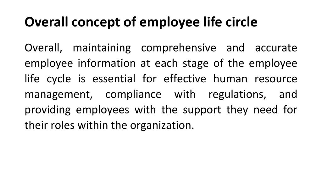 overall concept of employee life circle