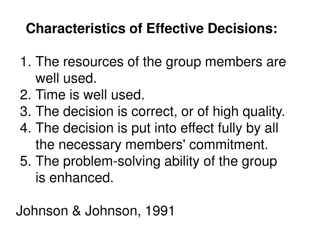 characteristics of effective decisions