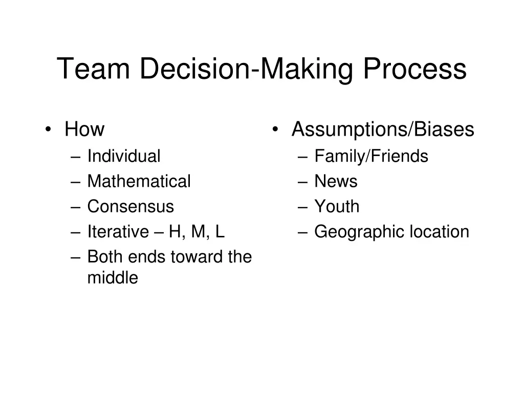 team decision making process