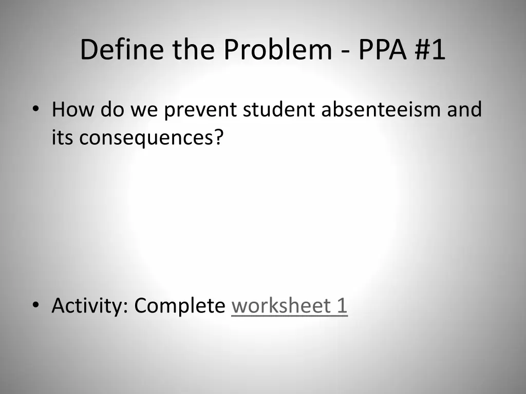 define the problem ppa 1