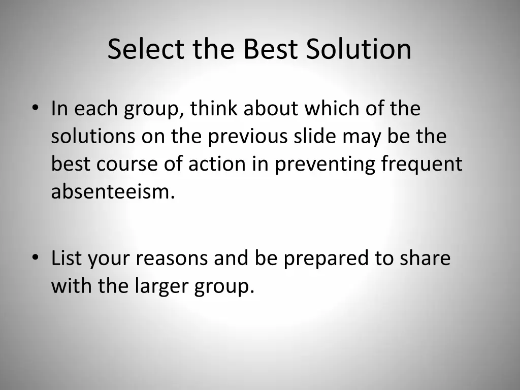 select the best solution