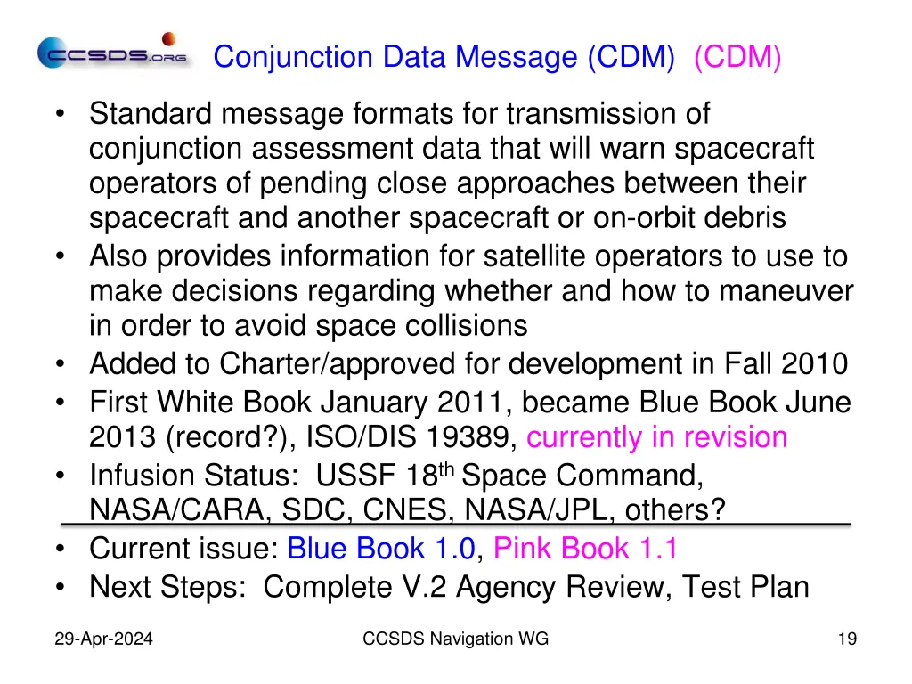 conjunction data message cdm cdm