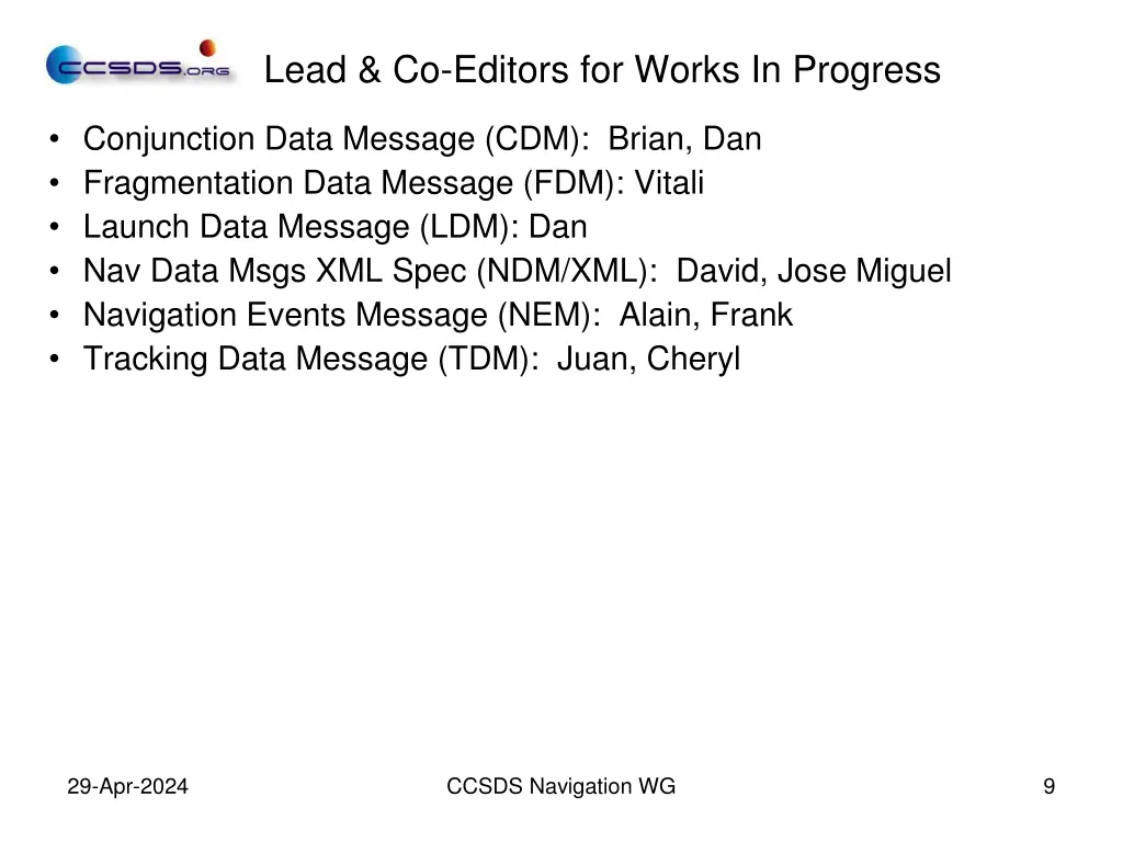 lead co editors for works in progress