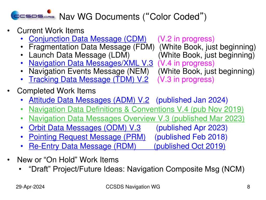 nav wg documents color coded