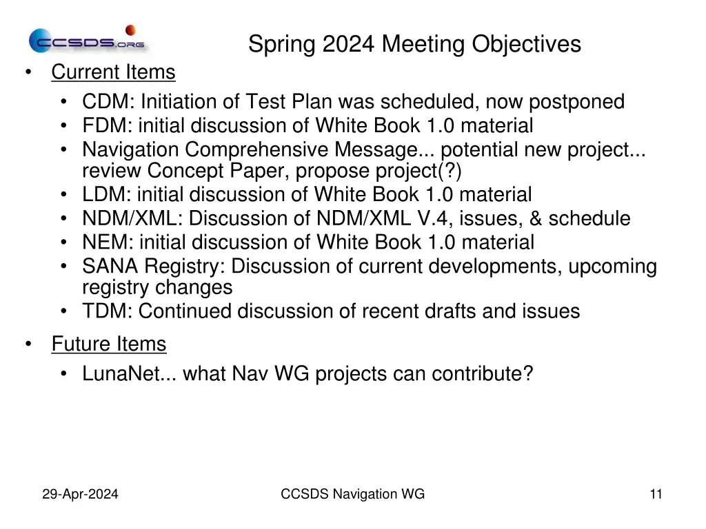 spring 2024 meeting objectives