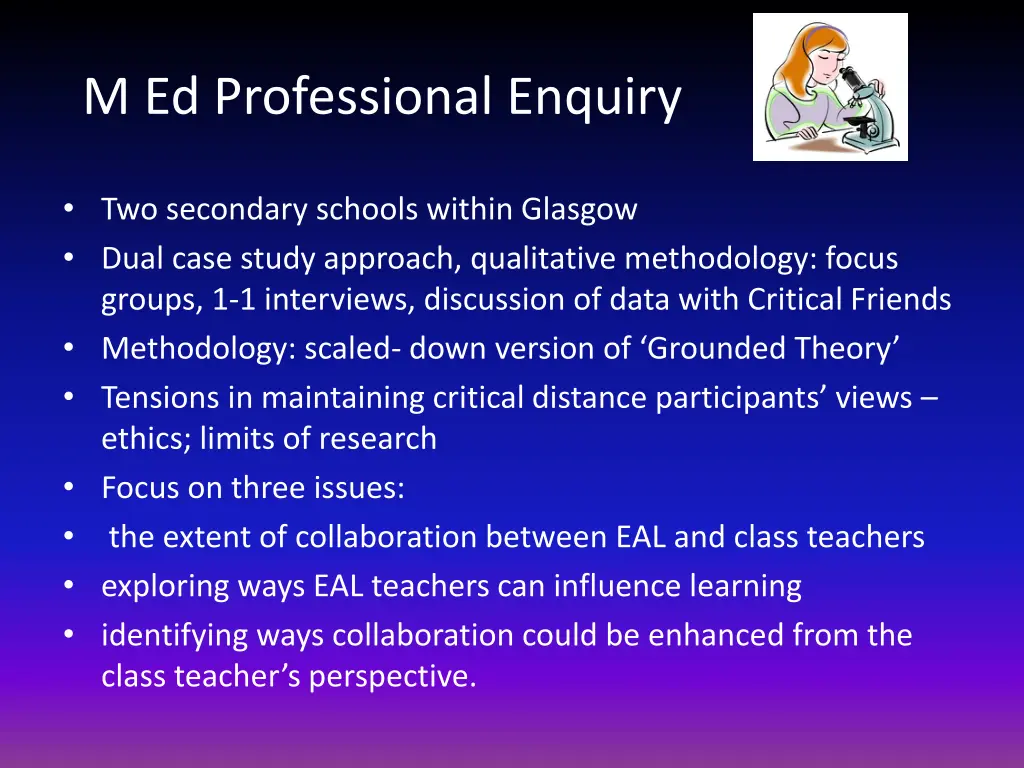 m ed professional enquiry