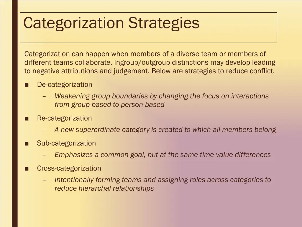 categorization strategies