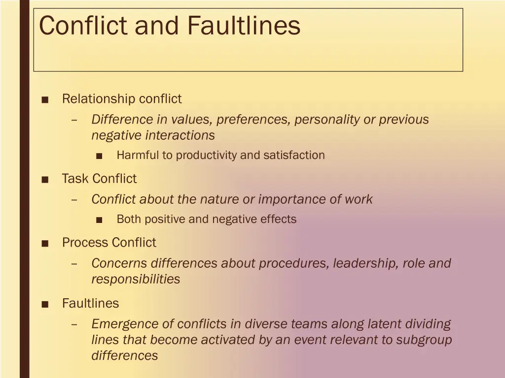 conflict and faultlines