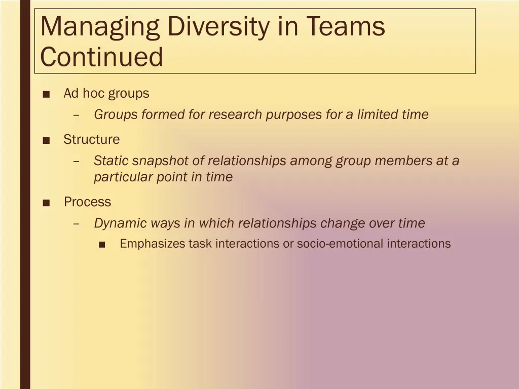 managing diversity in teams continued