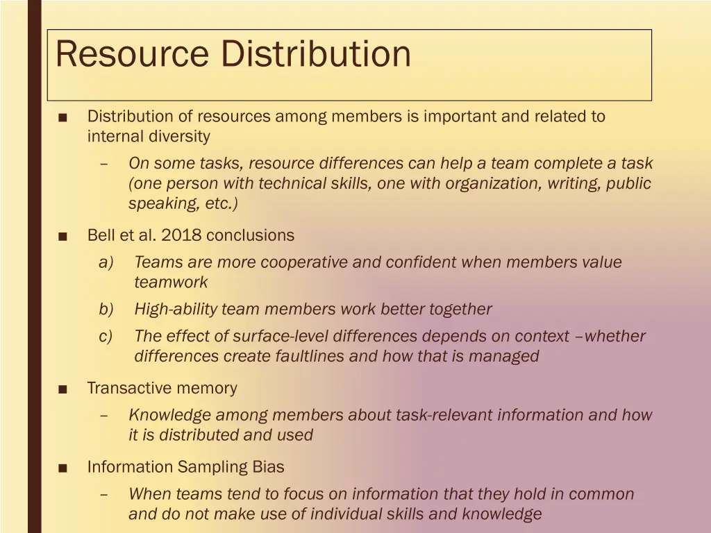resource distribution