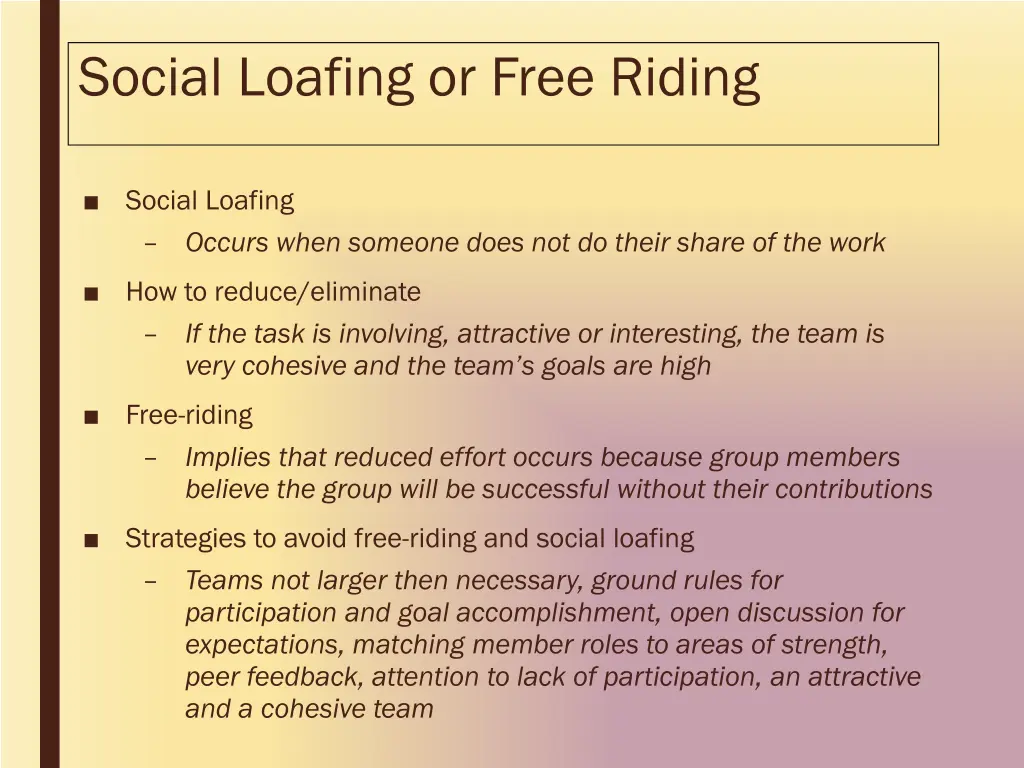 social loafing or free riding