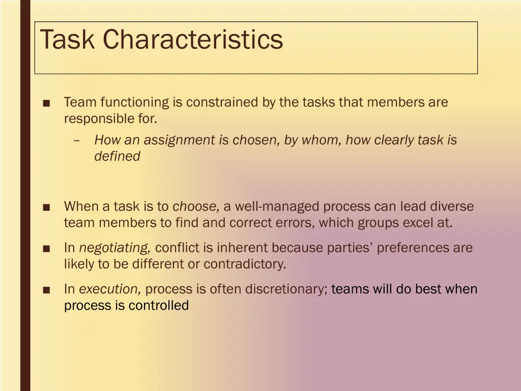 task characteristics