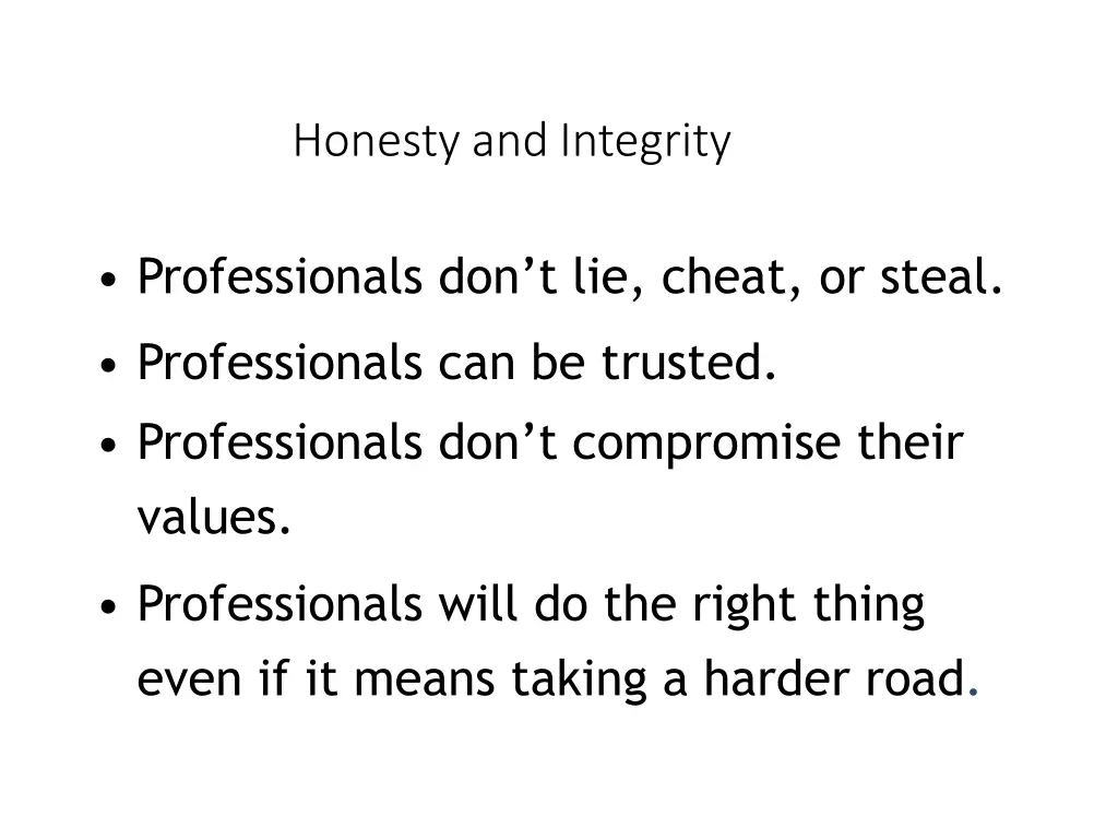 honesty and integrity
