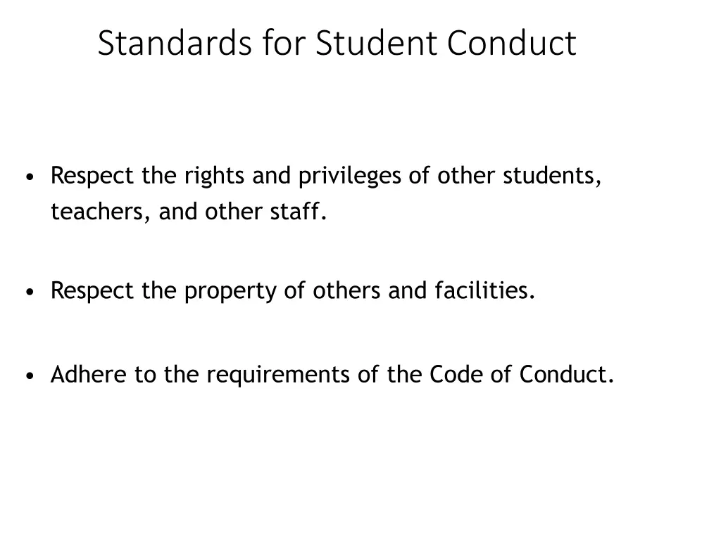 standards for student conduct 1