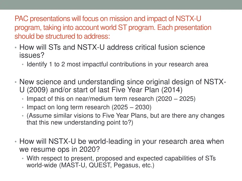 pac presentations will focus on mission
