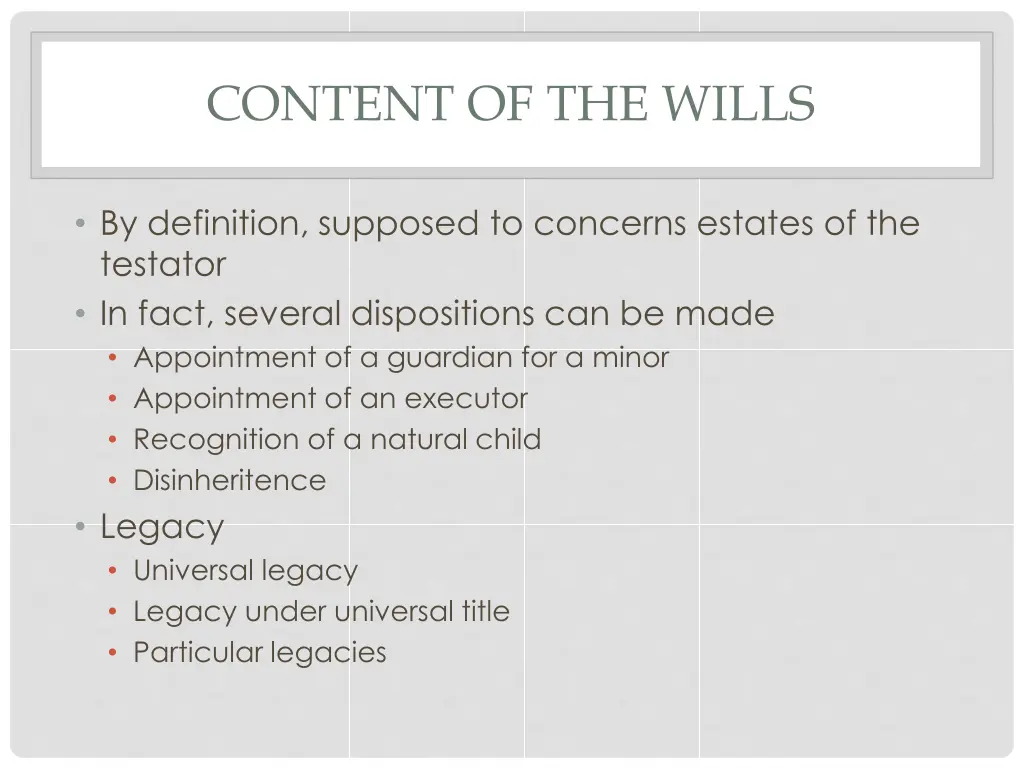 content of the wills