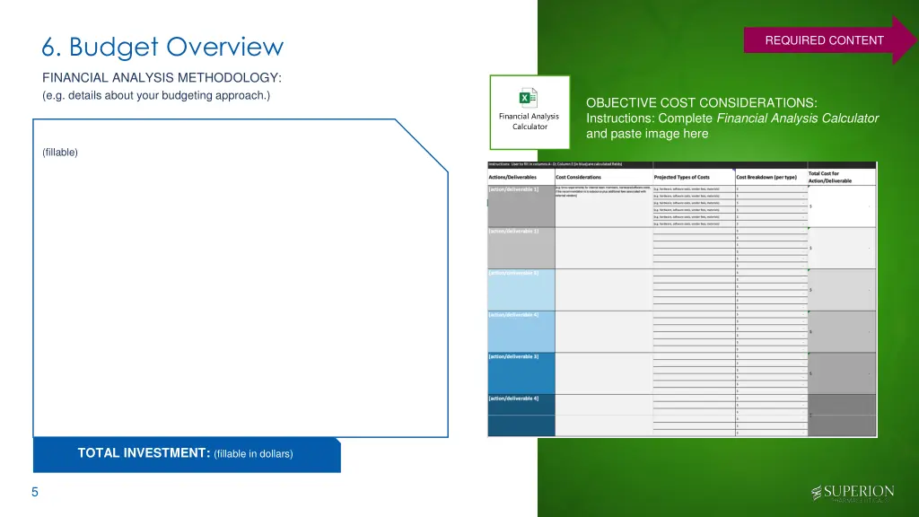 6 budget overview