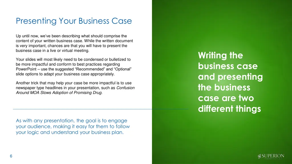 presenting your business case